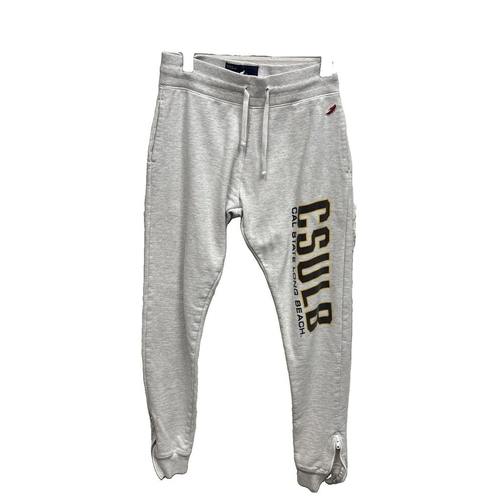 League Sweatpants Gray Joggers Men S Fleece Graphic CSULB Cal State Long Beach